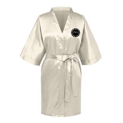 Stray Kids Silk - like Women's Pink Robe with Logo & Names - Straykids Robes - Beyond The Shoppe