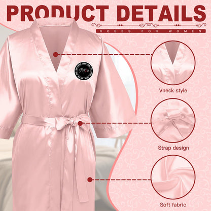 Stray Kids Silk - like Women's Pink Robe with Logo & Names - Straykids Robes - Beyond The Shoppe