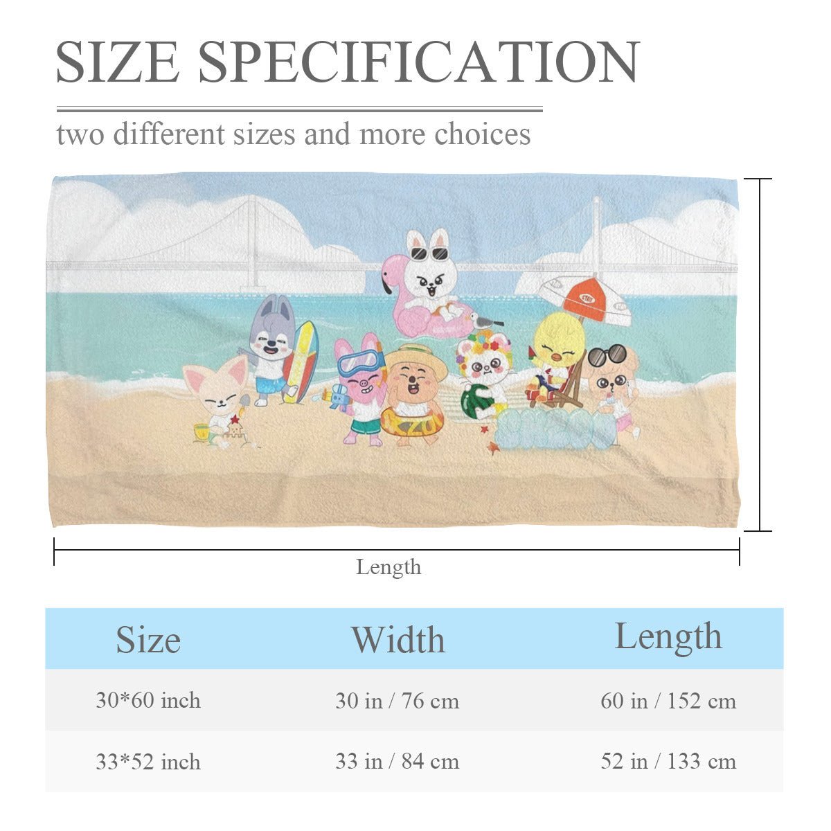 Stray Kids Skzoo Beach towel - Pool Towel - Oversized bath towel - Beyond The Shoppe