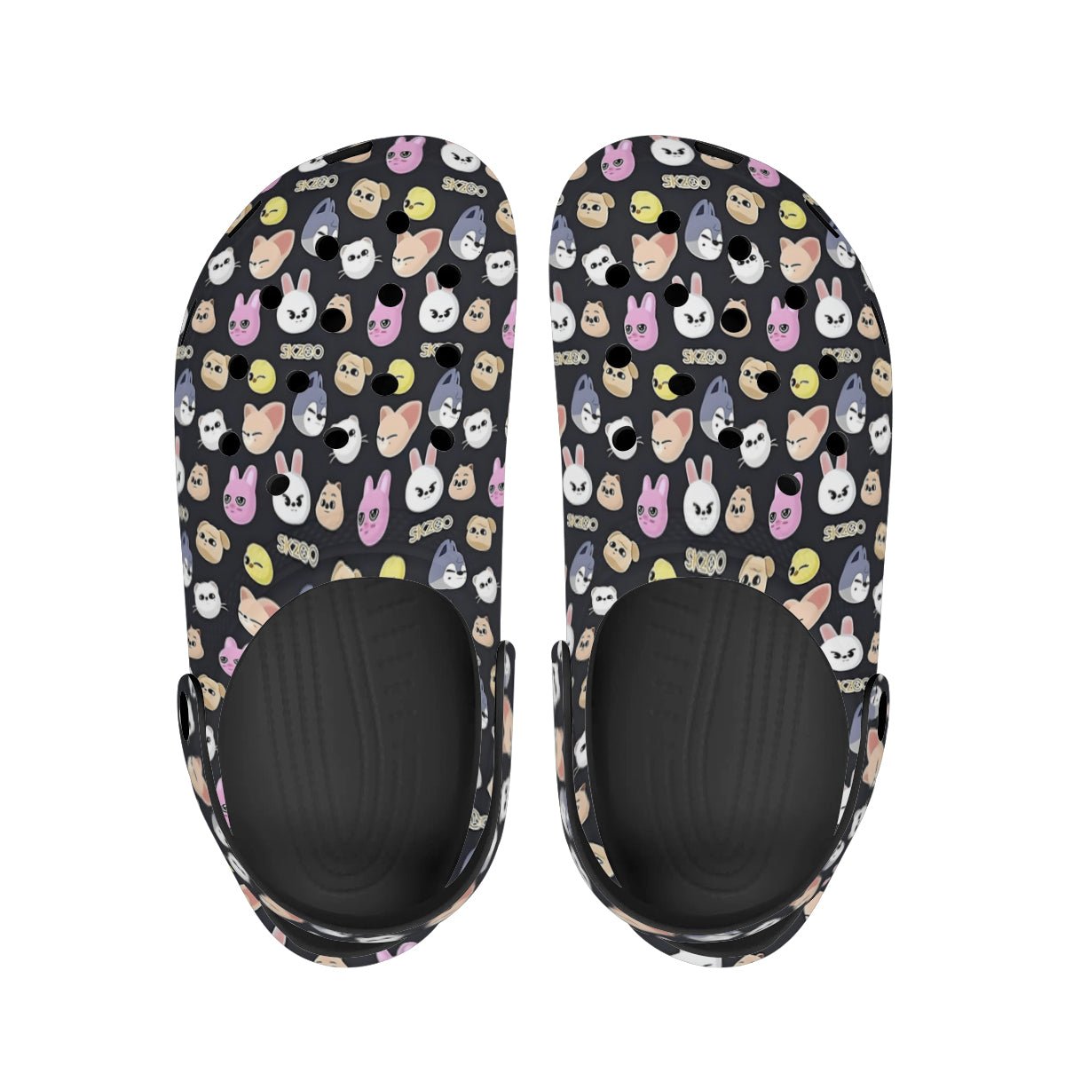 Stray Kids Skzoo Black Pattern Women & Men Sizes - Unisex Crocs - Clogs - Slip On Shoes - Beyond The Shoppe
