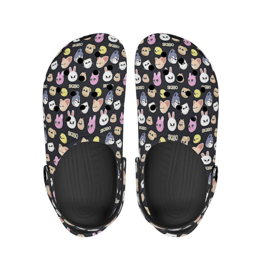 Stray Kids Skzoo Black Pattern Women & Men Sizes - Unisex Crocs - Clogs - Slip On Shoes - Beyond The Shoppe