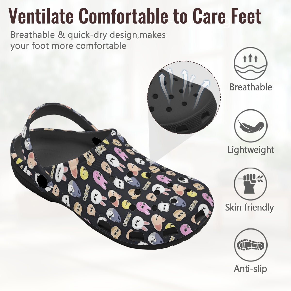 Stray Kids Skzoo Black Pattern Women & Men Sizes - Unisex Crocs - Clogs - Slip On Shoes - Beyond The Shoppe