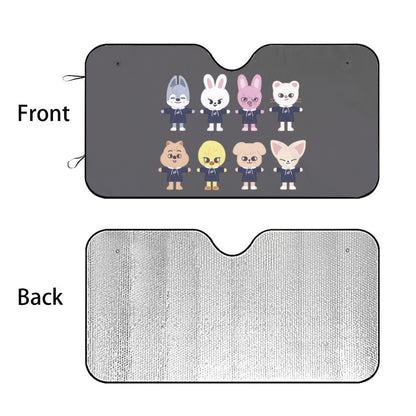 Stray Kids SKZOO Car Sun Shade - Windshield Cover - Car accessory , Gift for kpop Fan Car sun visor - sun blocker - Windshield heat shield - Beyond The Shoppe