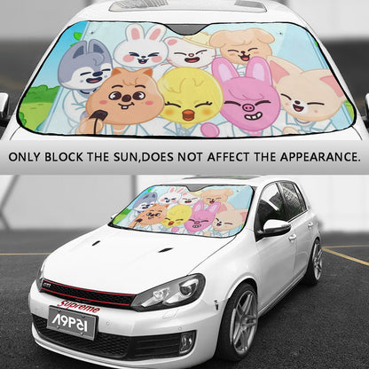 Stray Kids Skzoo Car Windshield Sun Shade - Car sun visor - Straykids Car sun blocker - Windshield heat shield - Auto sunshade - Beyond The Shoppe