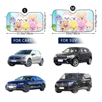 Stray Kids Skzoo Car Windshield Sun Shade - Car sun visor - Straykids Car sun blocker - Windshield heat shield - Auto sunshade - Beyond The Shoppe