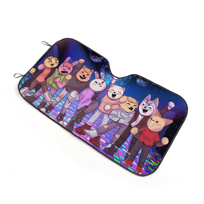 Stray Kids SKZOO Disco Car Windshield Sun Shade - Straykids Car sun visor - Car sun blocker - Windshield heat shield - Auto sunshade - Beyond The Shoppe