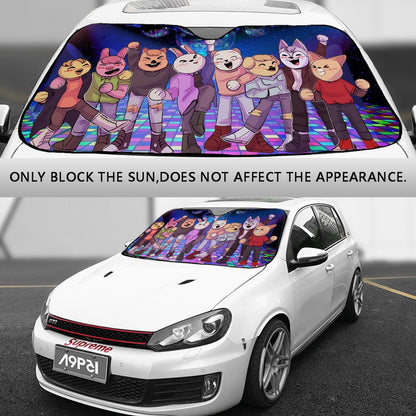 Stray Kids SKZOO Disco Car Windshield Sun Shade - Straykids Car sun visor - Car sun blocker - Windshield heat shield - Auto sunshade - Beyond The Shoppe