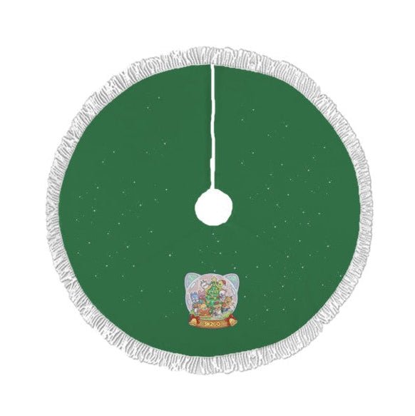 Stray Kids Skzoo Holliday Globe Green Holiday Tree Skirt – Plush Christmas Tree Skirt - Soft, Cozy & Festive Decor - Beyond The Shoppe