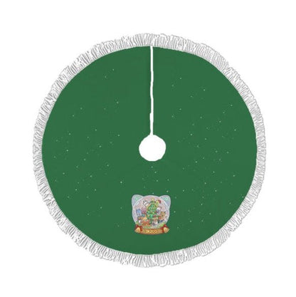 Stray Kids Skzoo Holliday Globe Green Holiday Tree Skirt – Plush Christmas Tree Skirt - Soft, Cozy & Festive Decor - Beyond The Shoppe