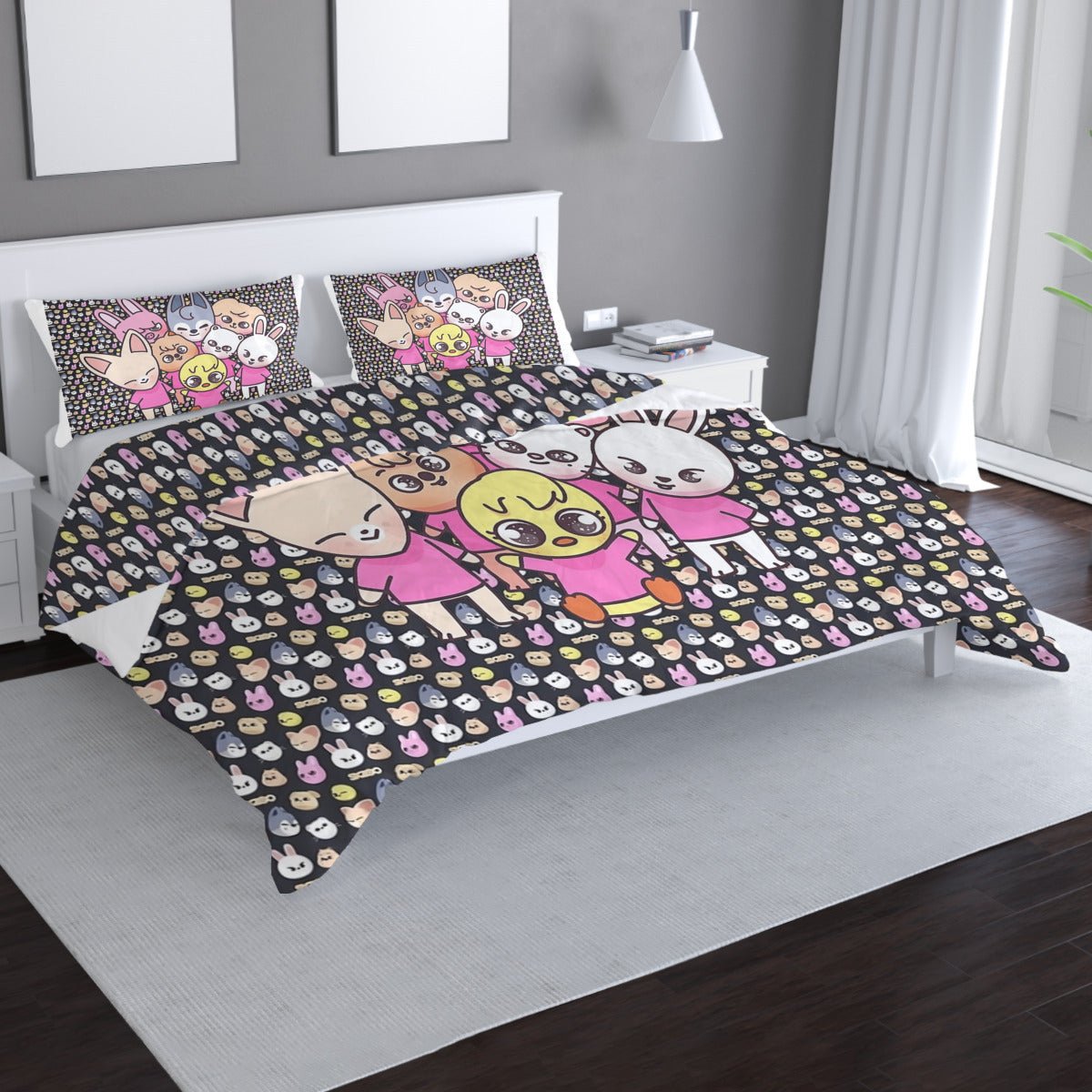 Stray Kids Skzoo Quilt Cover Three - Piece Set - Quilt cover & 2 Pillowcases! Duvet / Comforter Cover and pillowcase set - Beyond The Shoppe