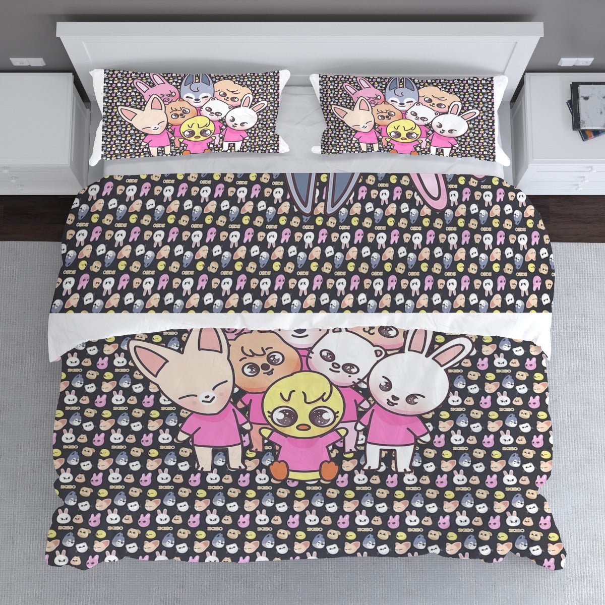 Stray Kids Skzoo Quilt Cover Three - Piece Set - Quilt cover & 2 Pillowcases! Duvet / Comforter Cover and pillowcase set - Beyond The Shoppe