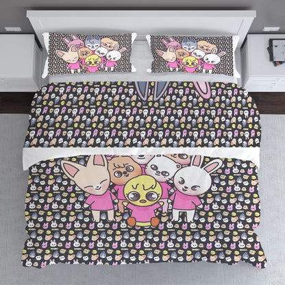 Stray Kids Skzoo Quilt Cover Three - Piece Set - Quilt cover & 2 Pillowcases! Duvet / Comforter Cover and pillowcase set - Beyond The Shoppe