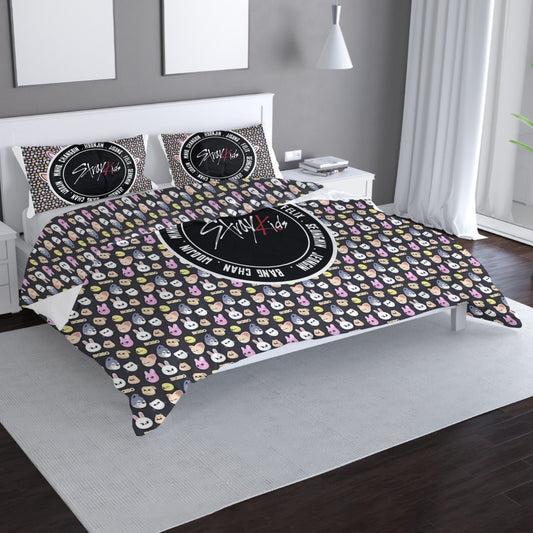 Stray Kids Skzoo Quilt Cover Three - Piece Set - Quilt cover and 2 Pillowcases - bedroom decor! Comforter cover / duvet and pillow set - Beyond The Shoppe