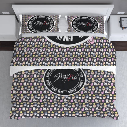 Stray Kids Skzoo Quilt Cover Three - Piece Set - Quilt cover and 2 Pillowcases - bedroom decor! Comforter cover / duvet and pillow set - Beyond The Shoppe