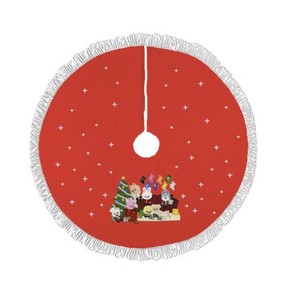Stray Kids Skzoo Red Holiday Tree Skirt – Plush Christmas Tree Skirt - Soft, Cozy & Festive Decor - Beyond The Shoppe