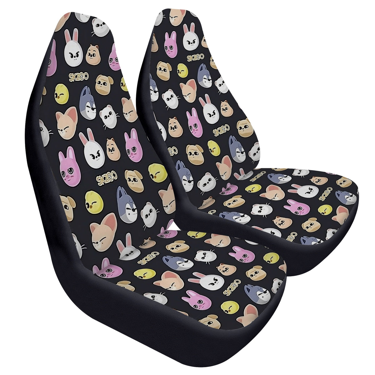 Stray Kids SKZOO - Set of 2 Microfiber Car seat covers - SKZOO pattern car seat covers - STAY car accessories - Stray Kids car - kpop fan - Beyond The Shoppe