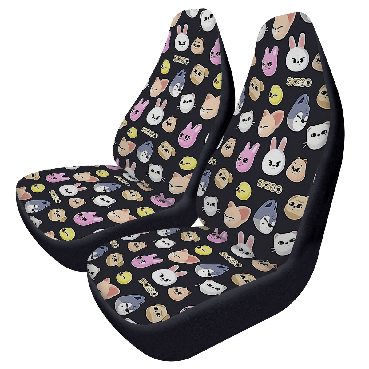 Stray Kids SKZOO - Set of 2 Microfiber Car seat covers - SKZOO pattern car seat covers - STAY car accessories - Stray Kids car - kpop fan - Beyond The Shoppe