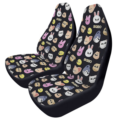 Stray Kids SKZOO - Set of 2 Microfiber Car seat covers - SKZOO pattern car seat covers - STAY car accessories - Stray Kids car - kpop fan - Beyond The Shoppe