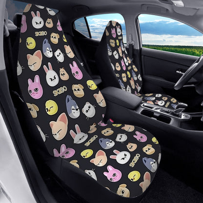 Stray Kids SKZOO - Set of 2 Microfiber Car seat covers - SKZOO pattern car seat covers - STAY car accessories - Stray Kids car - kpop fan - Beyond The Shoppe