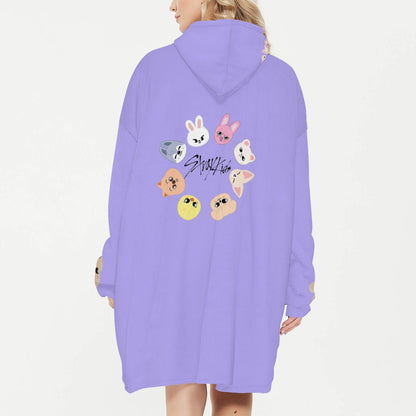 Stray Kids SKZOO Snug Hoodie Oversized - Seungmin Oversized Hoodie - Skzoo Wearable Sleep Blanket Hoodie - Straykids Blanket - Fleece Hoodie - Beyond The Shoppe
