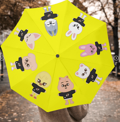 Stray Kids SKZOO Umbrella - Different color options! Automatic opening umbrella - Straykids rainy weather, protection from weather - Beyond The Shoppe