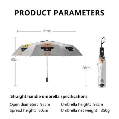 Stray Kids SKZOO Umbrella in White - Automatic opening umbrella - Straykids rainy weather, protection from weather - Beyond The Shoppe