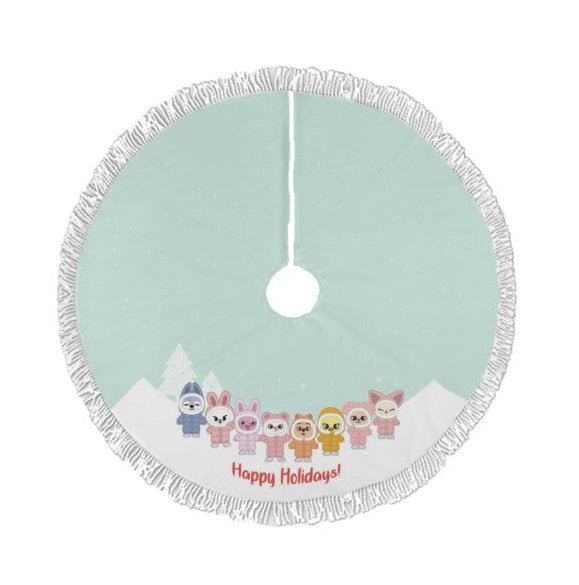 Stray Kids Skzoo Village Happy Holidays Holiday Tree Skirt – Plush Christmas Tree Skirt - Soft, Cozy & Festive Decor - Beyond The Shoppe