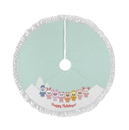 Stray Kids Skzoo Village Happy Holidays Holiday Tree Skirt – Plush Christmas Tree Skirt - Soft, Cozy & Festive Decor - Beyond The Shoppe