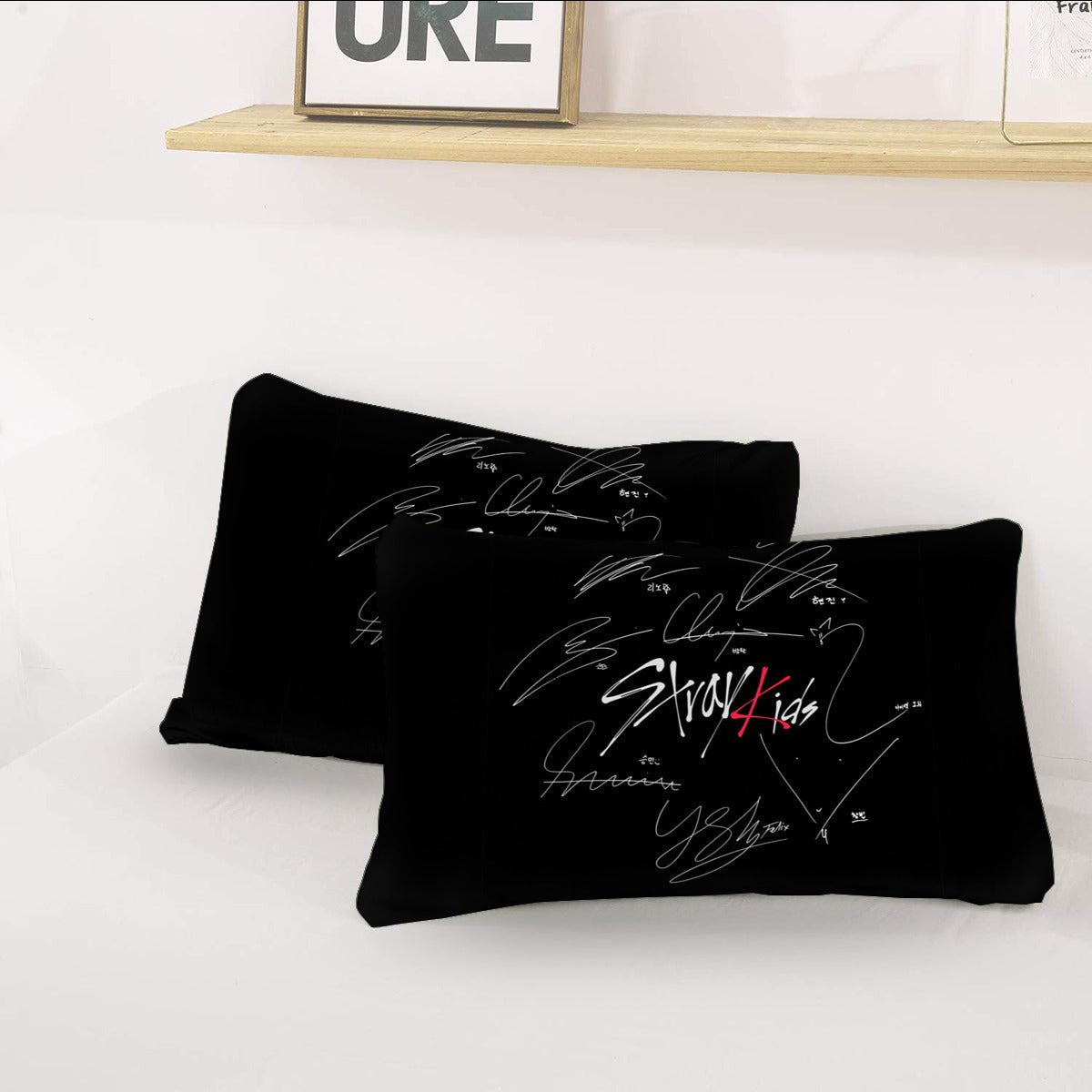 Stray Kids Themed Logo & Signatures Bedding - 3 piece set! Duvet set with 2 pillow cases! - Beyond The Shoppe