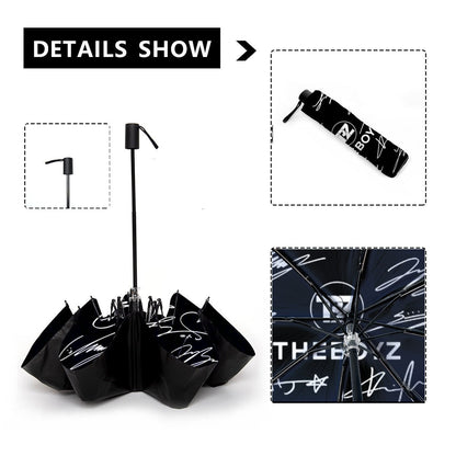 The Boyz Automatic opening umbrella featuring their Logo and Signatures - Kpop for rainy weather andprotection from weatherXT - Beyond The Shoppe
