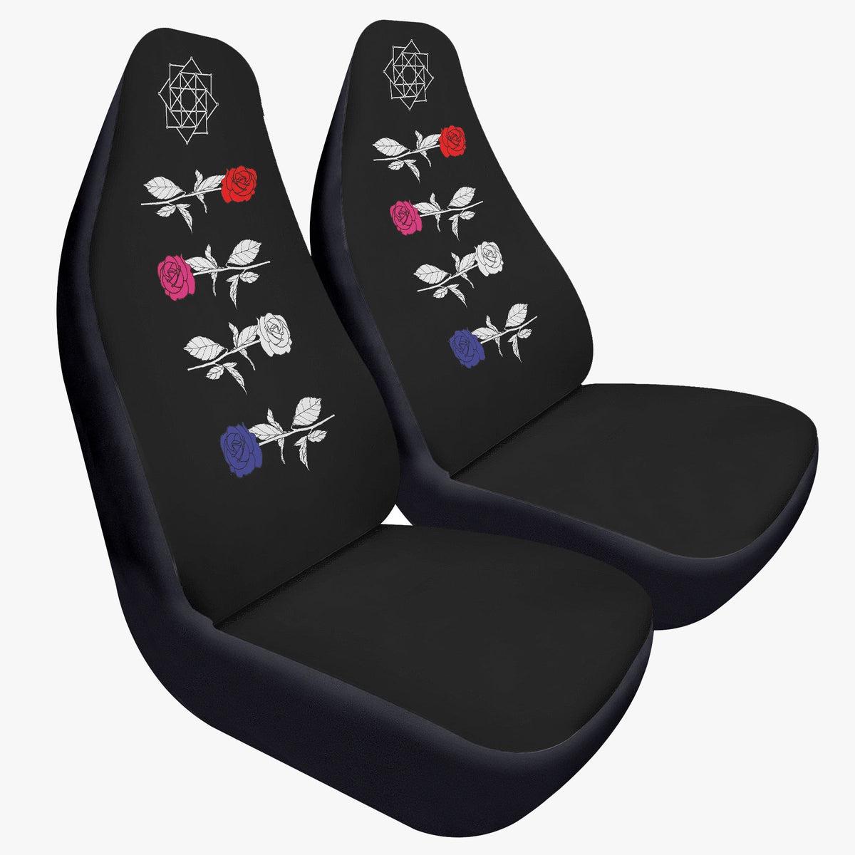 The Rose Car Seat Microfiber Covers - Set of 2 - 4 Roses - Car seat covers - Black Rose - Option 2 - Beyond The Shoppe