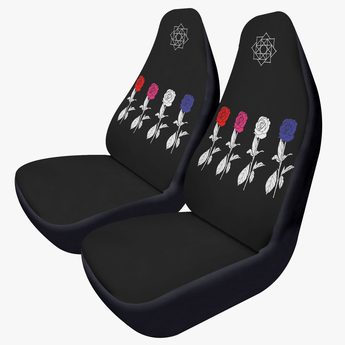 The Rose Car Seat Microfiber Covers - Set of 2 - 4 Roses - Car seat covers - Black Rose - Option 2 - Beyond The Shoppe