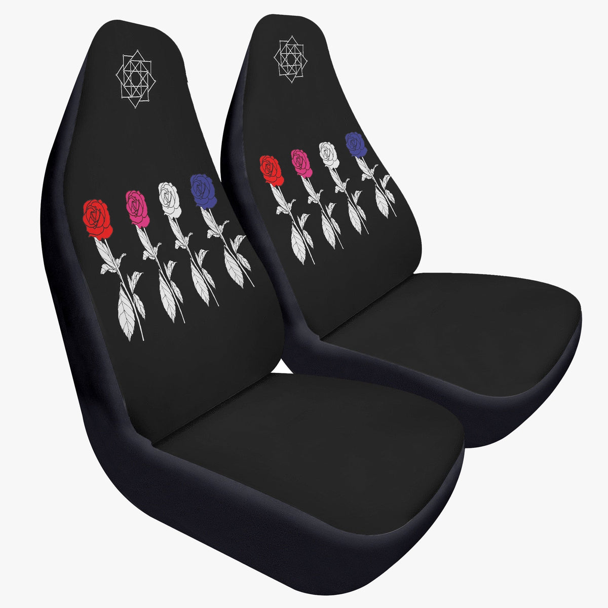 The Rose Car Seat Microfiber Covers - Set of 2 - 4 Roses - Car seat covers - Black Rose - Option 2 - Beyond The Shoppe