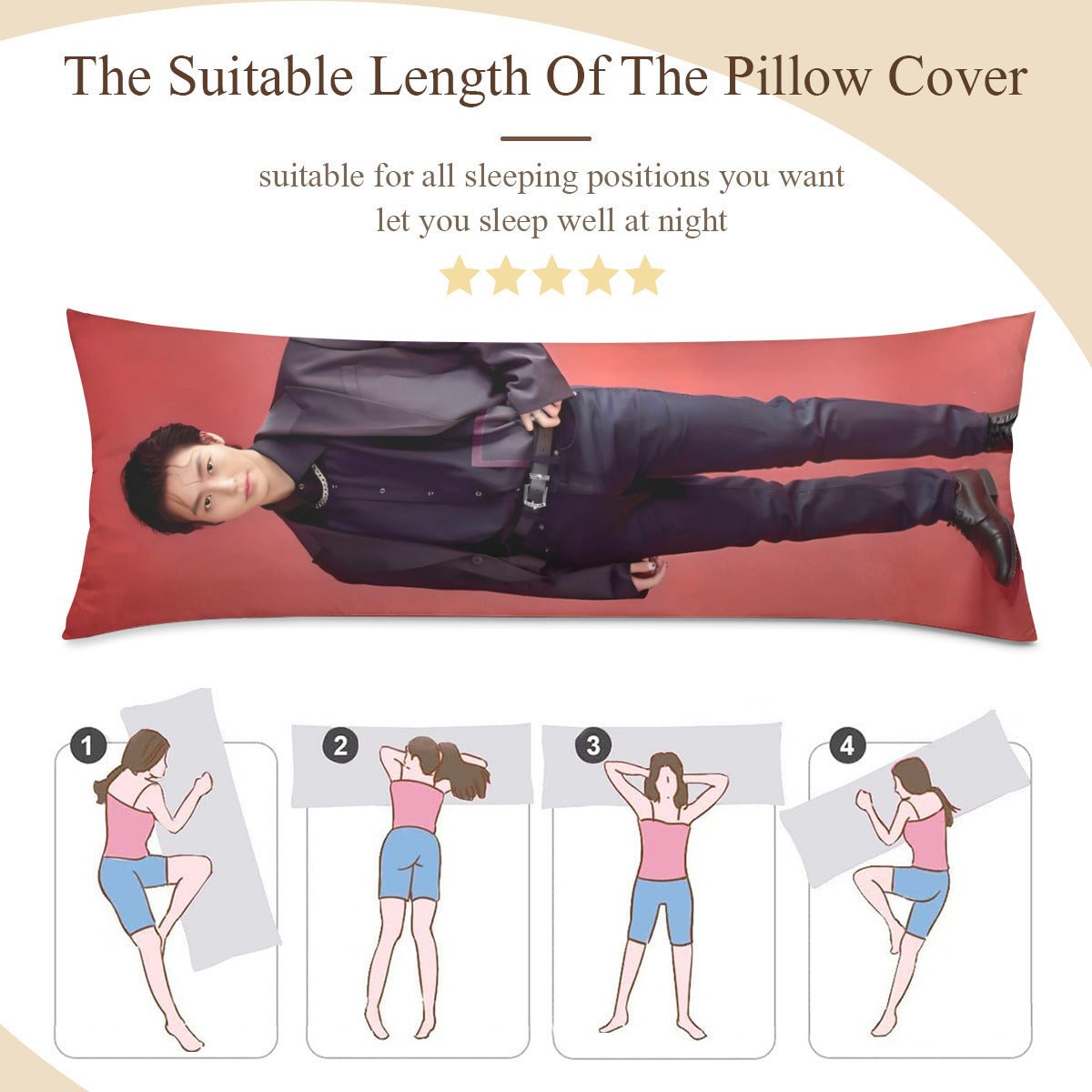 The Rose Kim Woosung Full Body Pillow Case - Double Sided with two different photos full body pillowcases - 3 sizes! Great Kpop gift idea! - Beyond The Shoppe