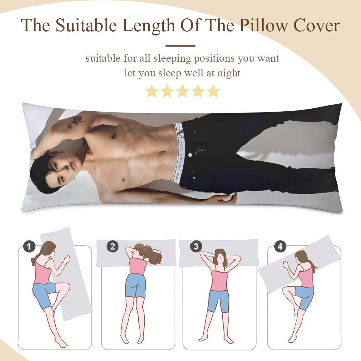 The Rose Lee Hajoon Full Body Pillow Case - Double Sided with two different photos full body pillowcases - 3 sizes! Great Kpop gift idea! - Beyond The Shoppe