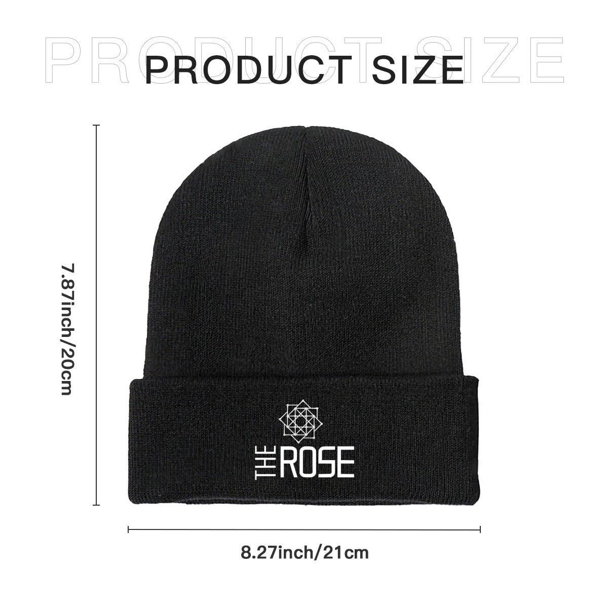 The Rose with Logo Beanie for Adults – Cozy Polyester Knit Hat - Stylish, Comfortable & Trendy Hat - Beyond The Shoppe