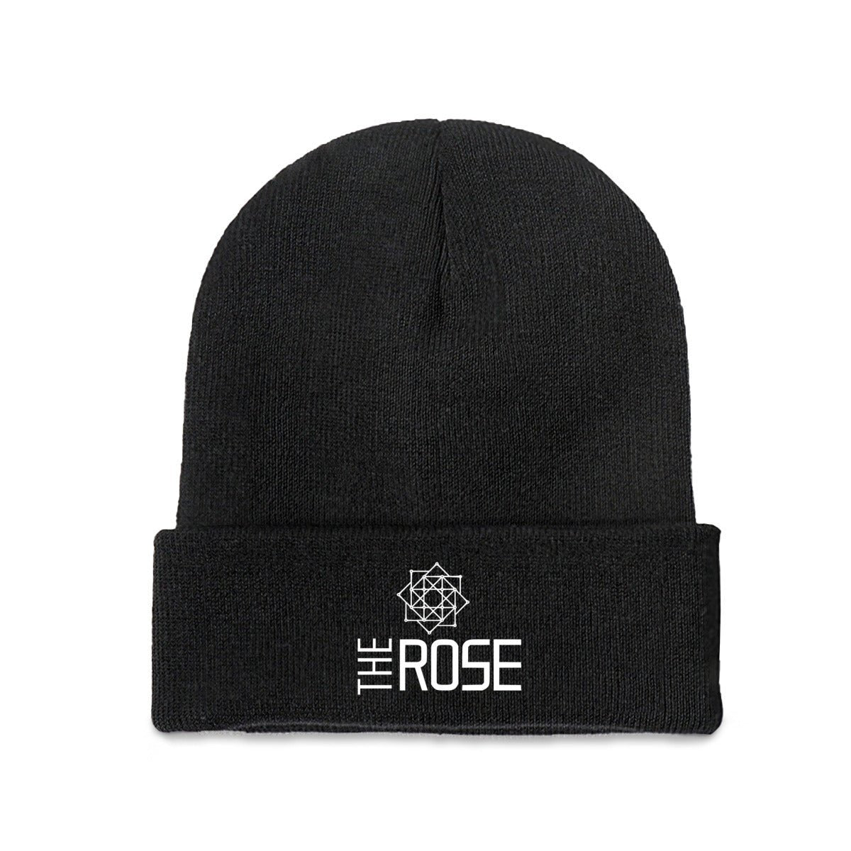 The Rose with Logo Beanie for Adults – Cozy Polyester Knit Hat - Stylish, Comfortable & Trendy Hat - Beyond The Shoppe