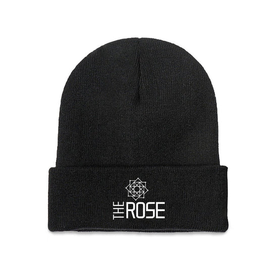 The Rose with Logo Beanie for Adults – Cozy Polyester Knit Hat - Stylish, Comfortable & Trendy Hat - Beyond The Shoppe