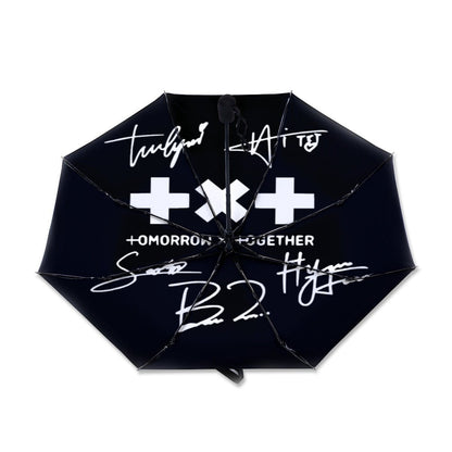 TXT Automatic opening umbrella featuring their Logo and Signatures - Kpop for rainy weather andprotection from weatherXT - Beyond The Shoppe