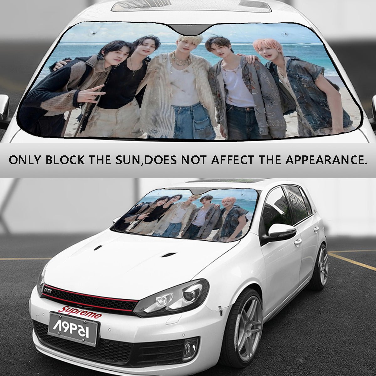 TXT Car Sun Shade - TXT by the Beach - Car Windshield Sun Shade - Gift for MOA Car Sunshade - K - Pop Inspired Car Accessories - Beyond The Shoppe