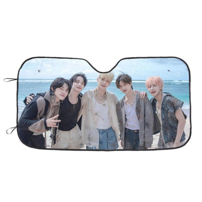 TXT Car Sun Shade - TXT by the Beach - Car Windshield Sun Shade - Gift for MOA Car Sunshade - K - Pop Inspired Car Accessories - Beyond The Shoppe