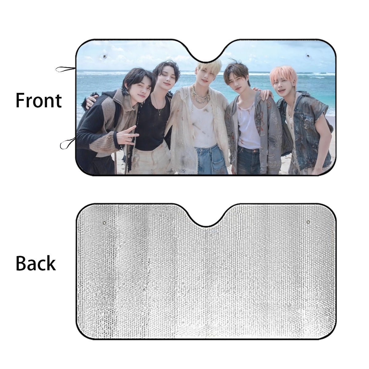 TXT Car Sun Shade - TXT by the Beach - Car Windshield Sun Shade - Gift for MOA Car Sunshade - K - Pop Inspired Car Accessories - Beyond The Shoppe