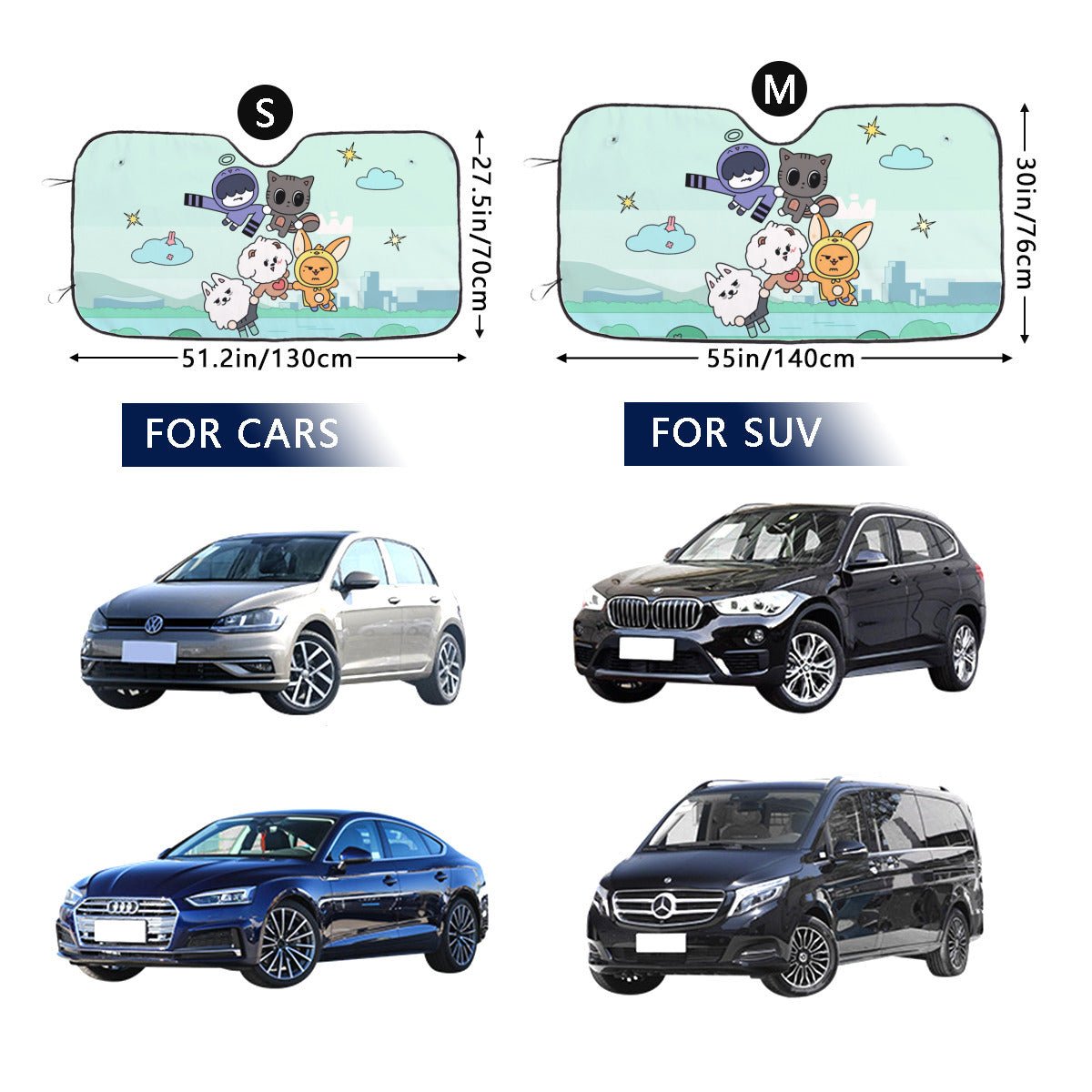 TXT Car Windshield Sun Shade - Tomorrow x Together - Car sun visor - Car sun blocker - Windshield heat shield - Auto sunshade - Sun Cover - Beyond The Shoppe