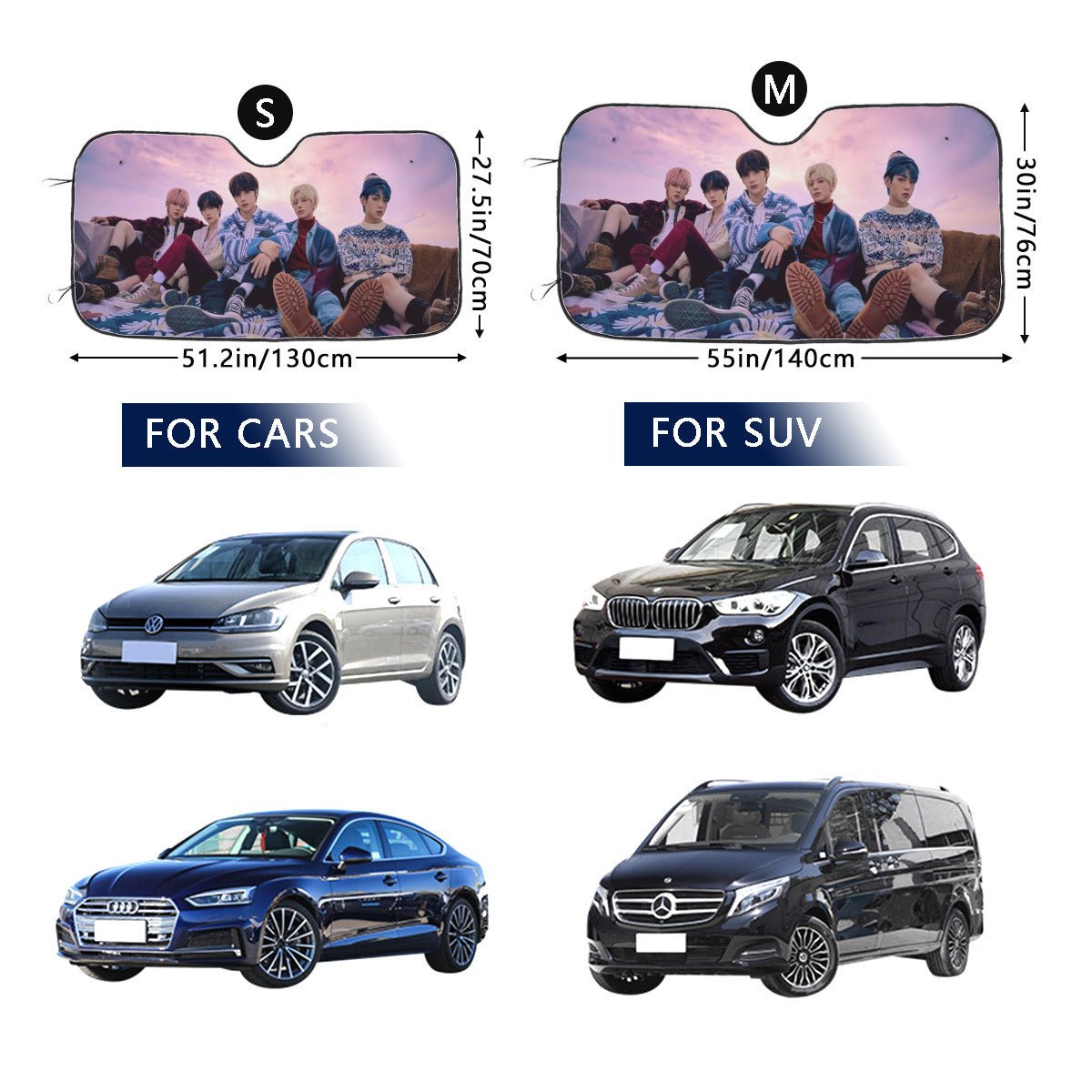 TXT Car Windshield Sun Shade - Tomorrow x Together - Windshield Sun Shade - Car sun visor - Car sun blocker - Windshield heat shield - Auto - Beyond The Shoppe