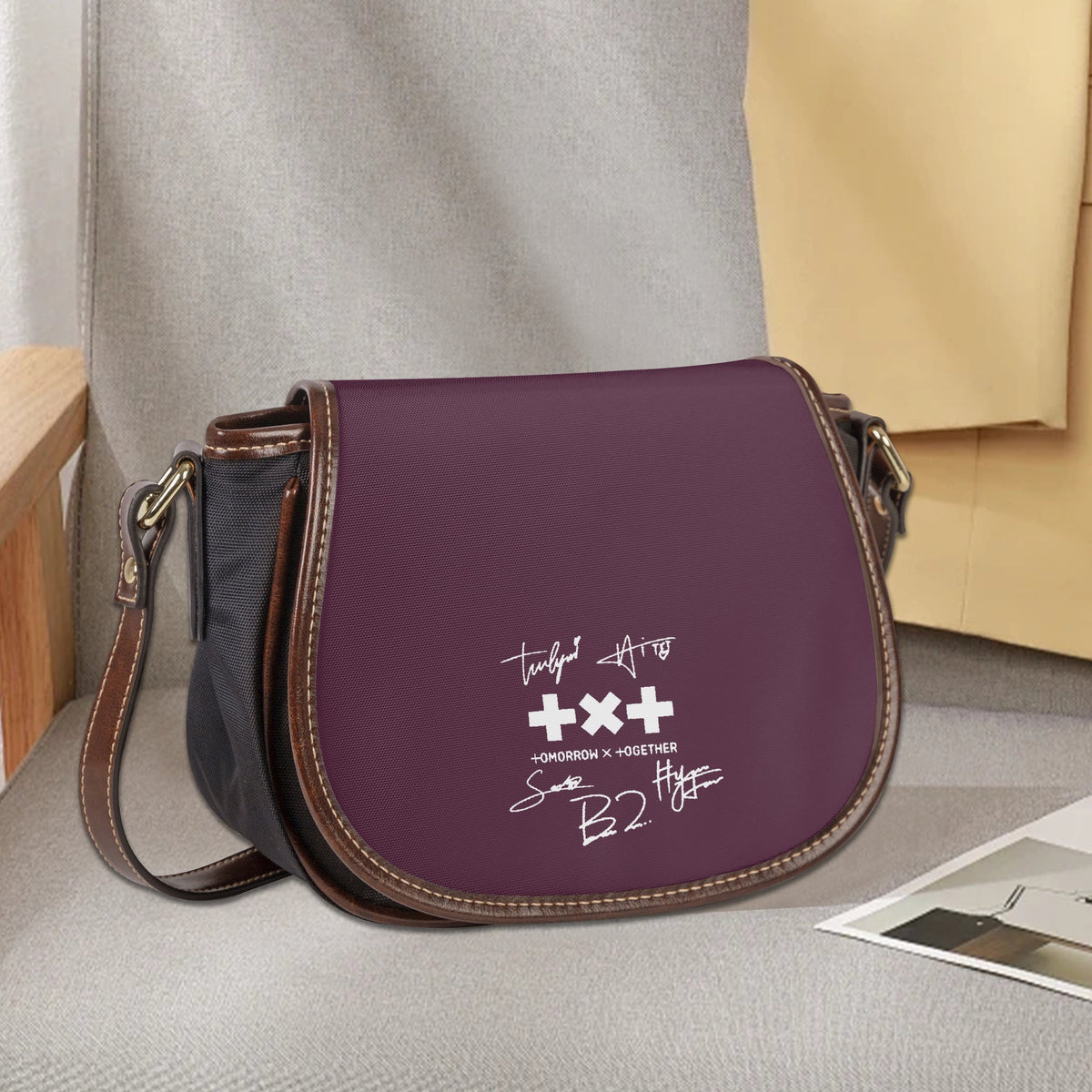 TXT Flap Saddle Bag – Perfect Everyday Crossbody Purse - Tomorrow x Together Chic & Cute Bag - Beyond The Shoppe
