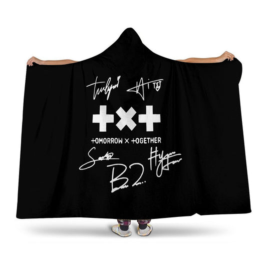TXT Hooded Blanket – K-Pop Cozy Wearable Fleece Blanket - Beyond The Shoppe