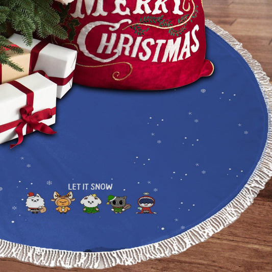 TXT Tomorrow X Together MOA Let It Snow Blue Holiday Tree Skirt – Plush Christmas Tree Skirt - Soft, Cozy & Festive Decor - Beyond The Shoppe